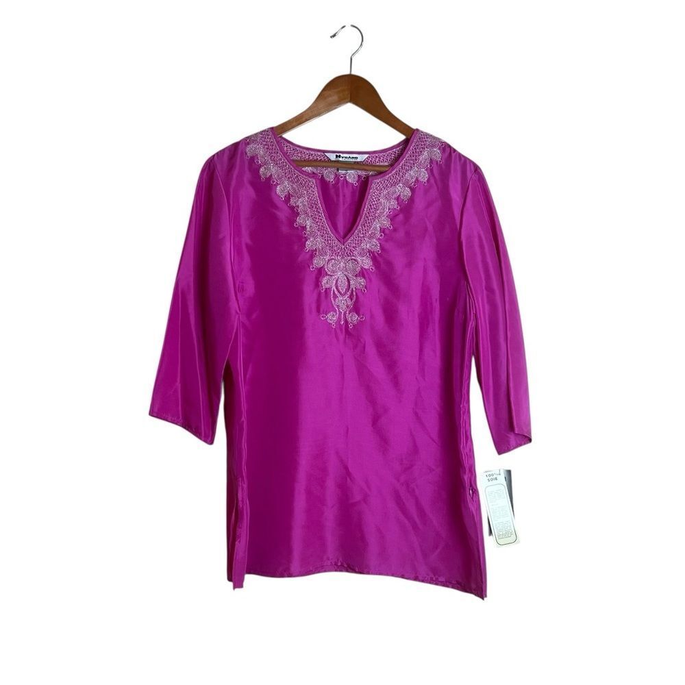 NWT! Nygard collection 100% silk fuchsia tunic